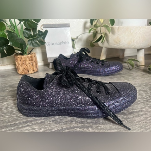 NWOT Converse All Star Chuck Taylor Purple Glitter Classic Low Top Sneakers 8 - Picture 3 of 9